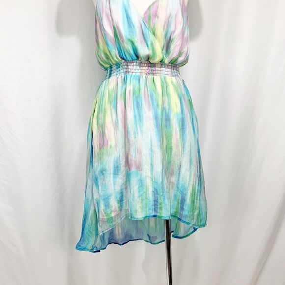 Anthropologie’s Charlie Jade Purple and Turquoise Tie Dye 100% Silk Dress XS - Picture 7 of 13